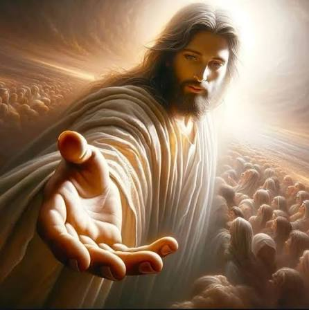 Jesus Cristo em esplendor, estendendo a mão