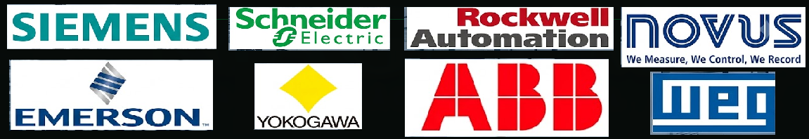 Logos dos maiores fornecedores de PLC e DCS do Brasil